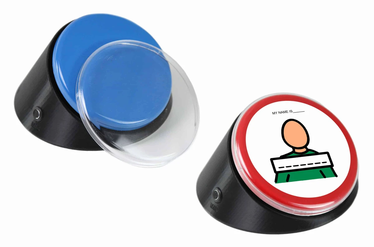 مفتاح تواصل على شكل قبة دائرية بزر علوي كبير ملون.
