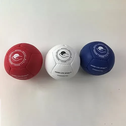 Bocce da boccia Standard Pro singole in rosso, bianco e blu.