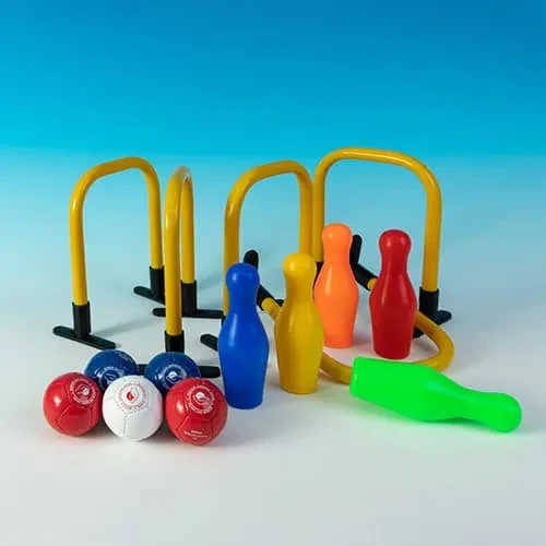 Nahaufnahme der farbigen Kegel aus dem Set.
