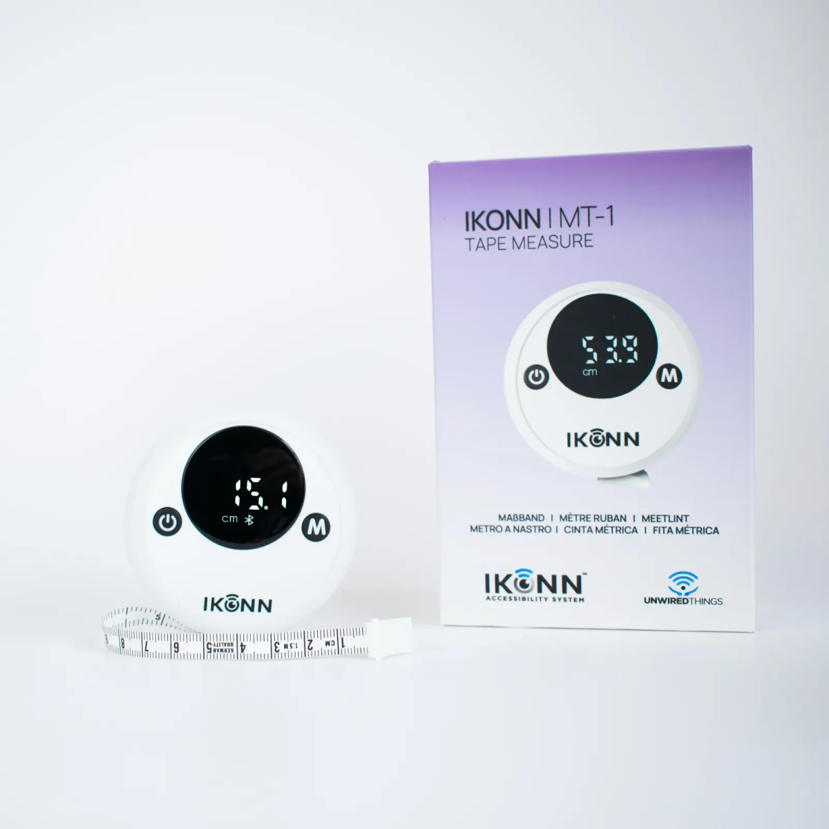 MT-1 reading 15.1 cm beside its purple and white retail box
