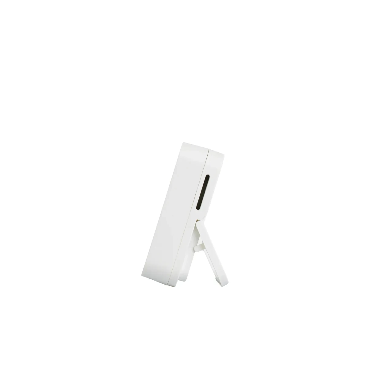 Side view of the TI-1 with the fold-out stand propped open behind it