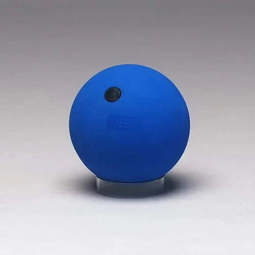 A matt blue rubber shot with a dark filling plug near the top and “2500” moulded into the surface.