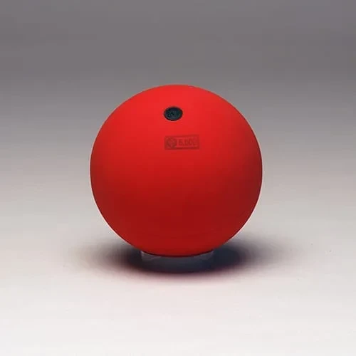 The heavier red shot, marked “5.000”, with the same dark filling plug.